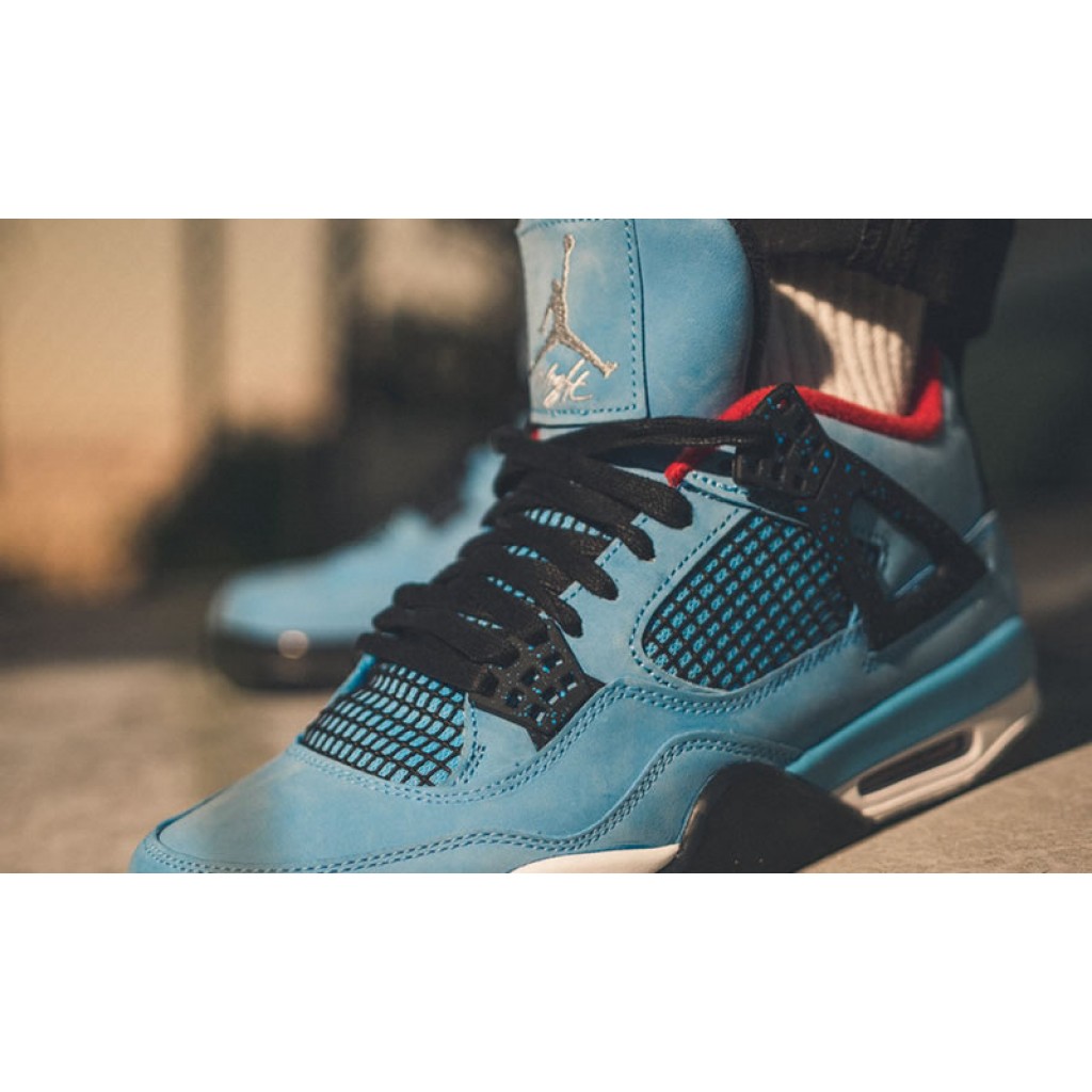 Travis Scott x Air Jordan 4 Retro Cactus Jack "Houston Oilers" On Feet